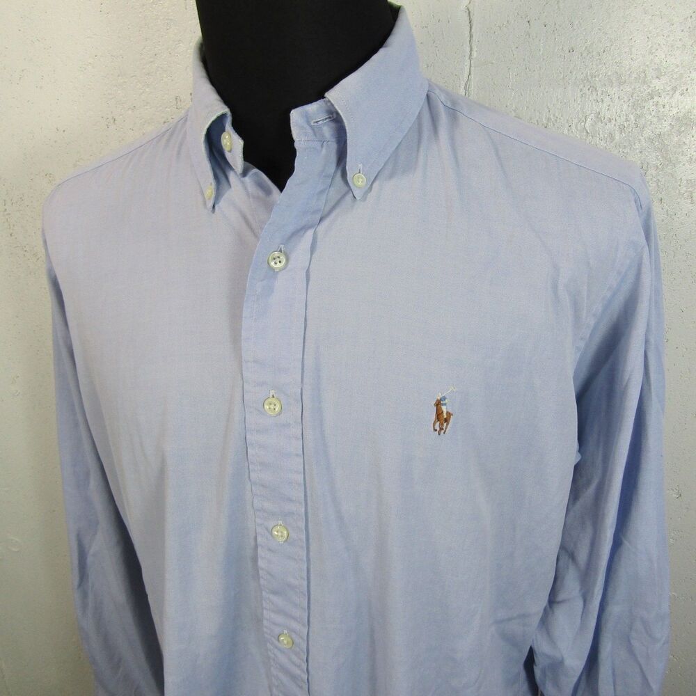 Ralph Lauren Men's Blue Oxford Button-Down Shirt Yarmouth 15.5 Neck 33 Sleeve XL